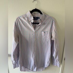 Vineyard Vines Men's Pink and Blue Plaid Shirt